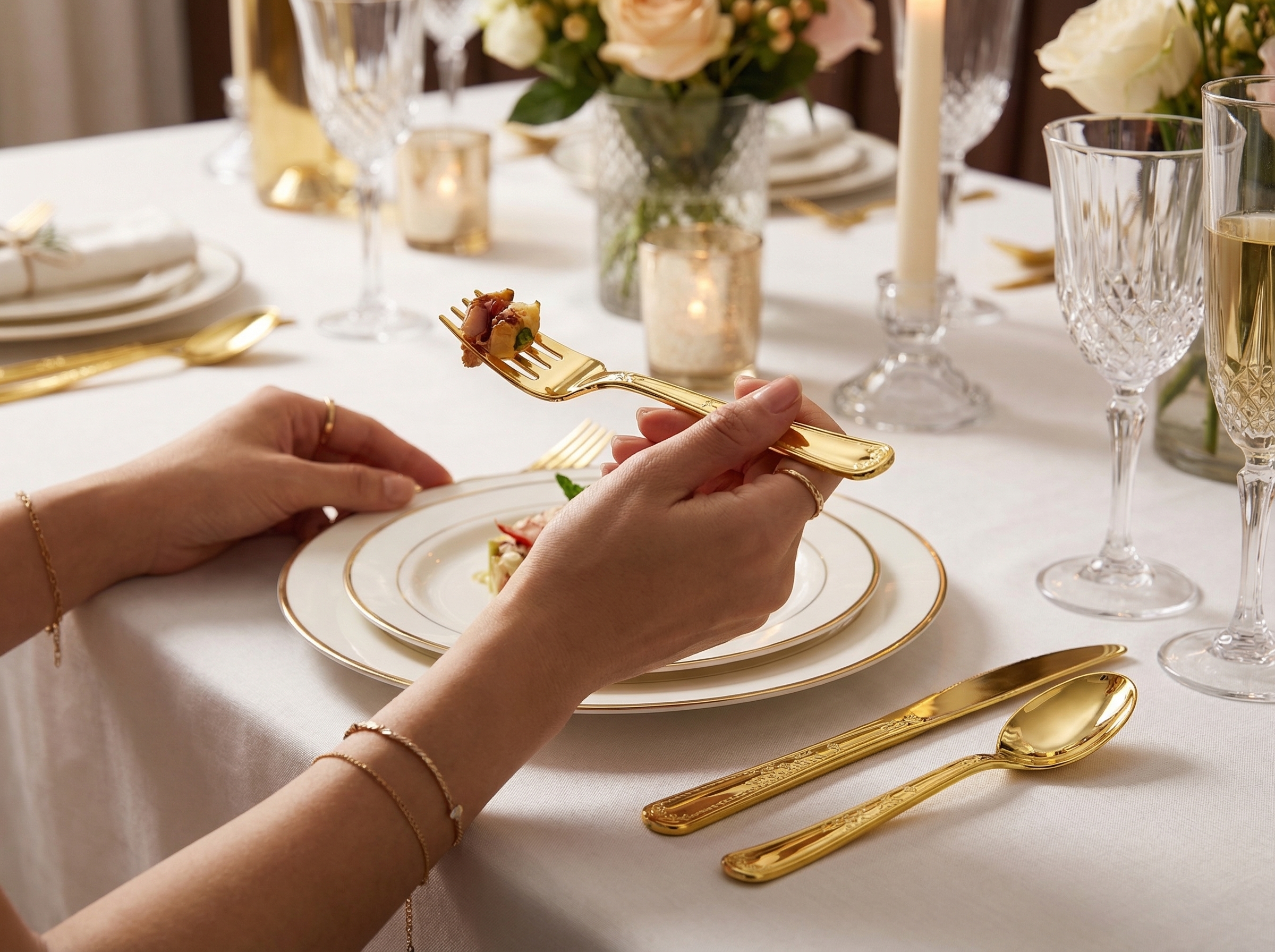 Gold electroplated cutlery