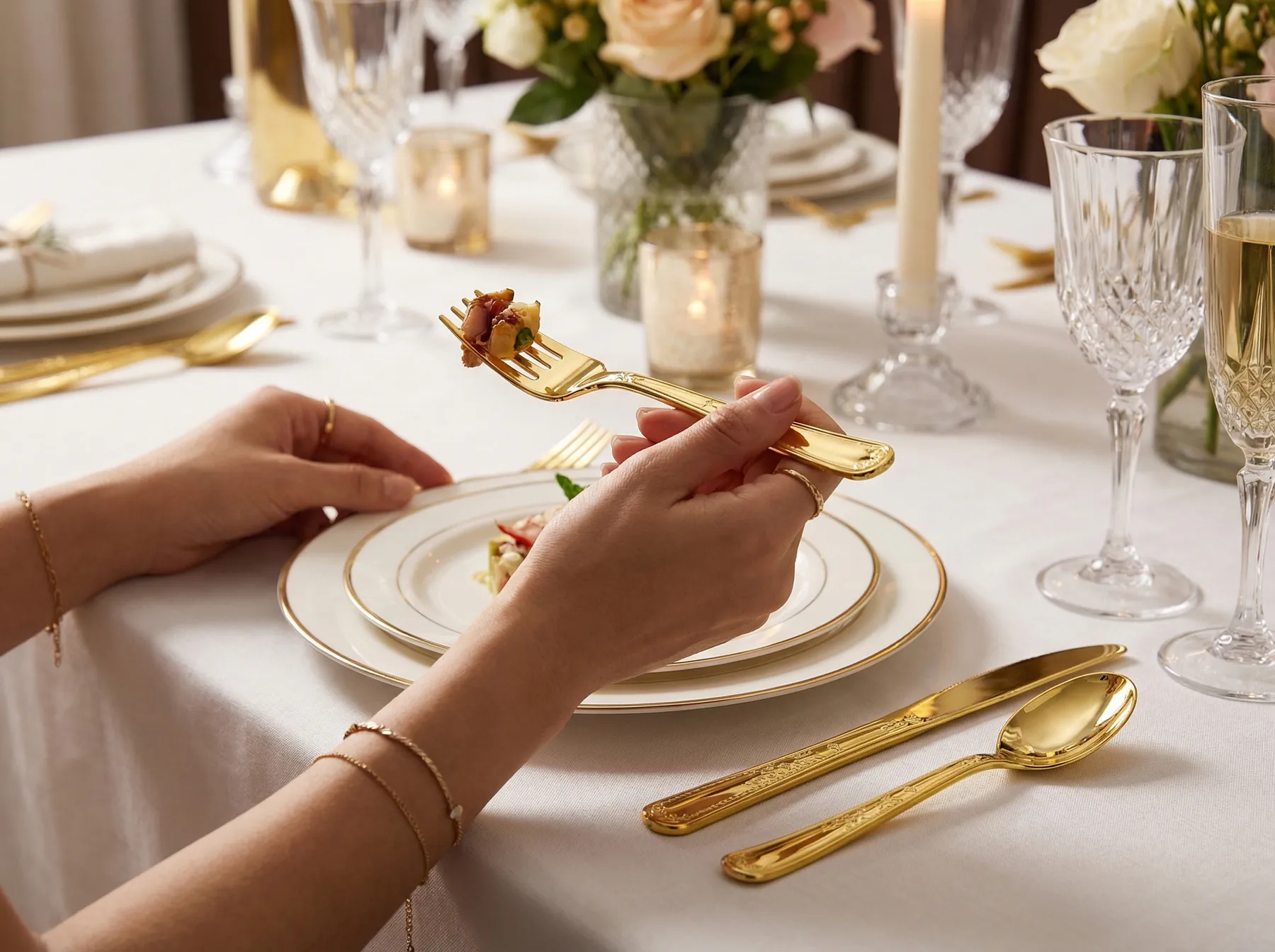 Gold electroplated cutlery