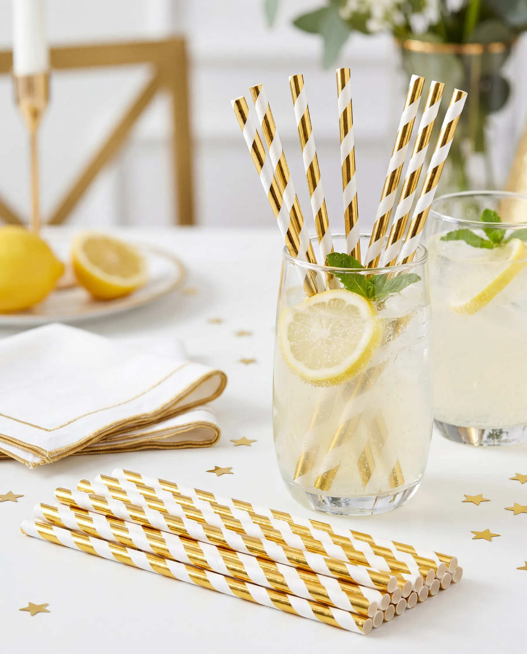 Gold paper straws